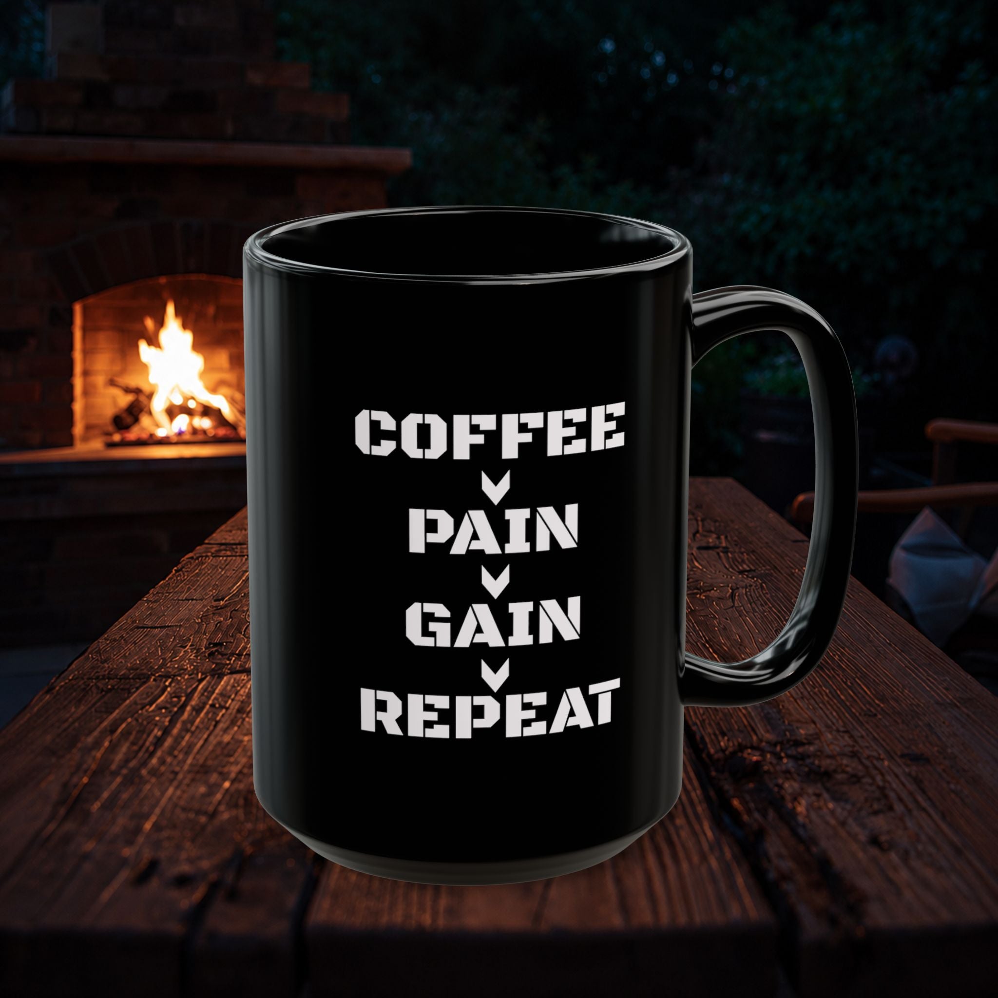 Coffee Mug — "Coffee - Pain - Gain - Repeat" Ceramic Mug