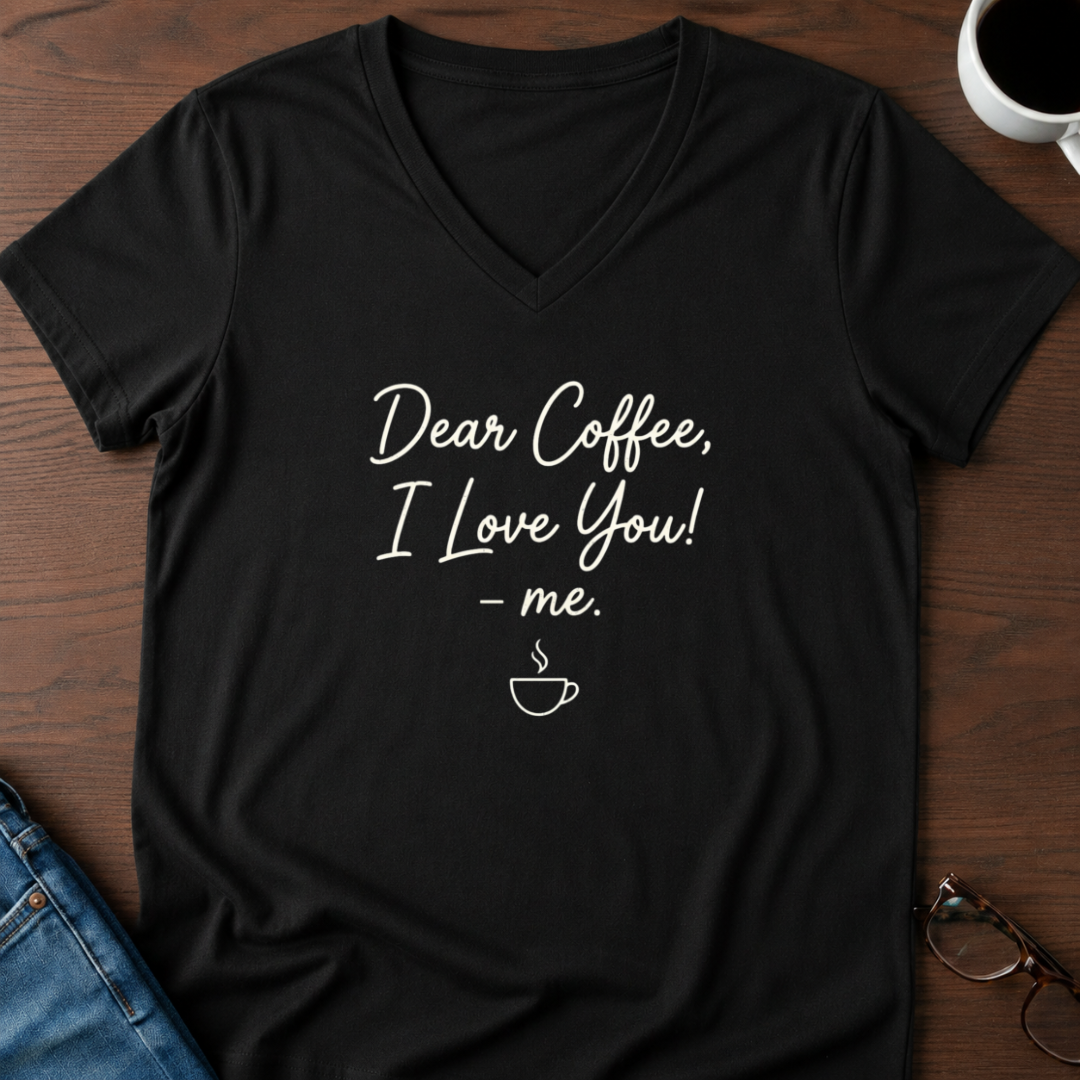 Dear Coffee, I Love You,-Me V-Neck Tee