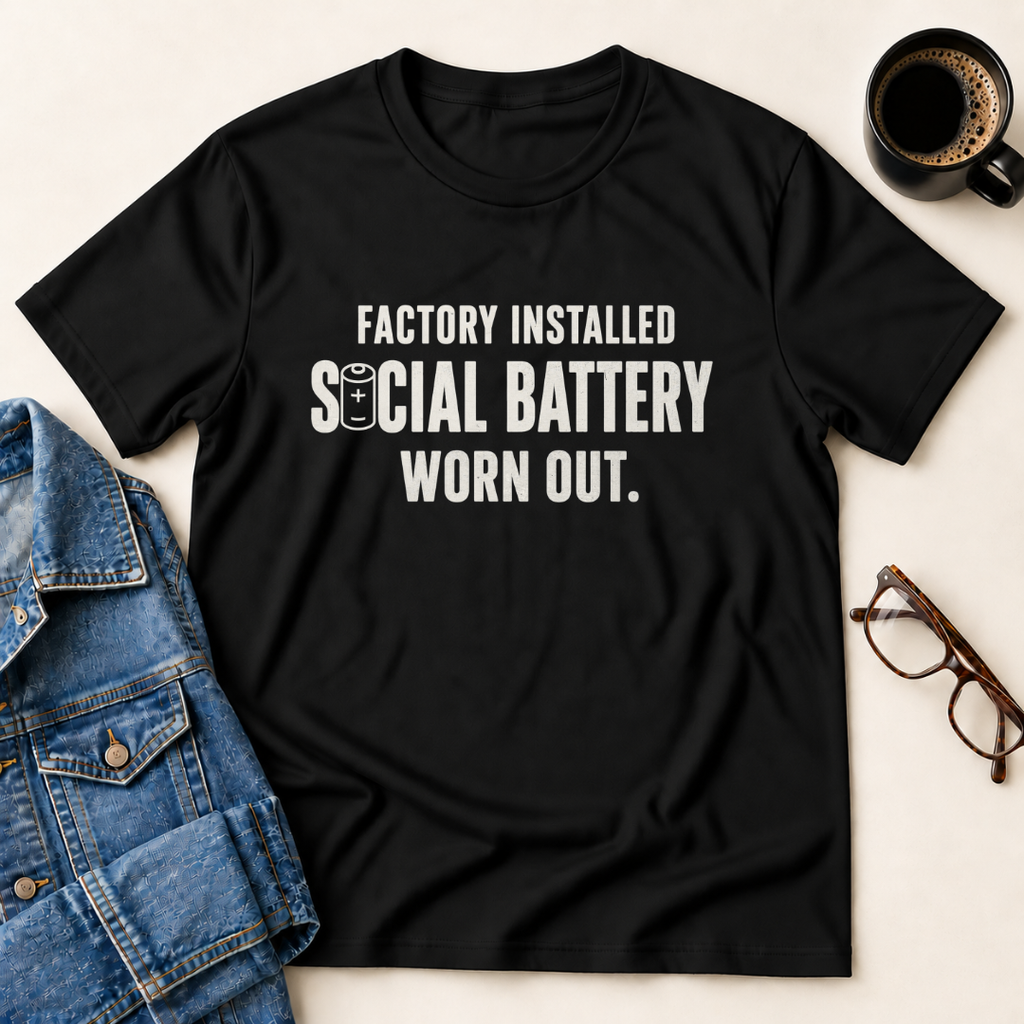 Factory Installed Social Battery Worn Out T-Shirt