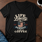 Life, Liberty & The Pursuit Of Great Coffee V-Neck Tee