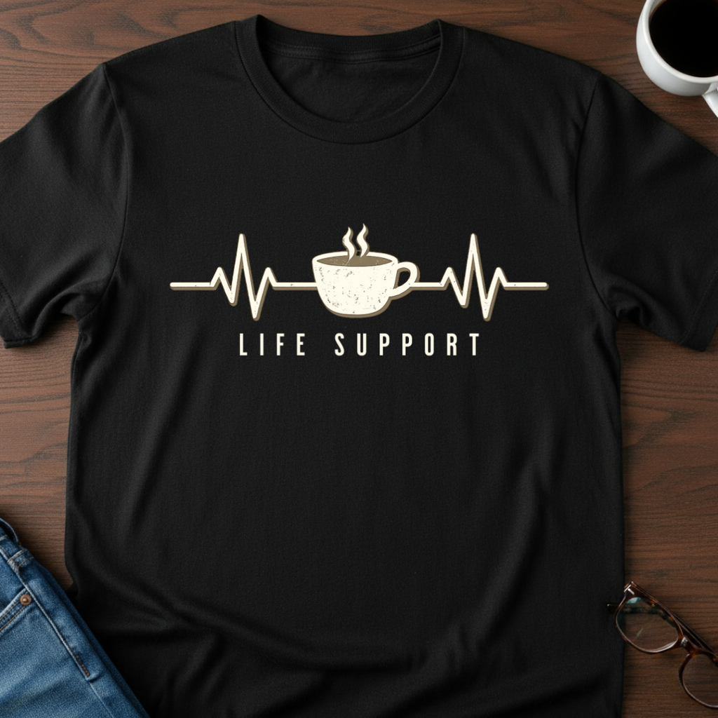 Coffee Heartbeat - Life Support T-Shirt