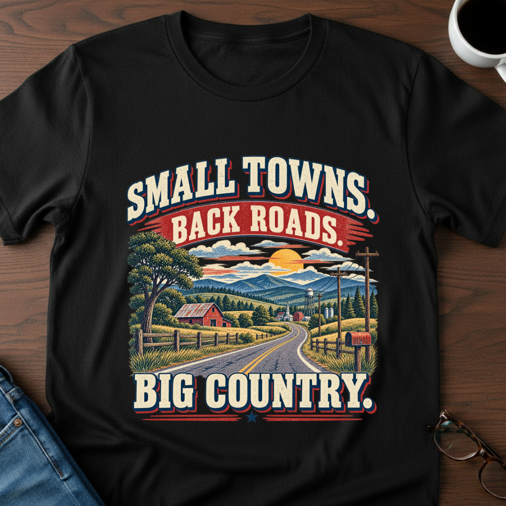 Small Towns, Back Roads, Big Country T-Shirt