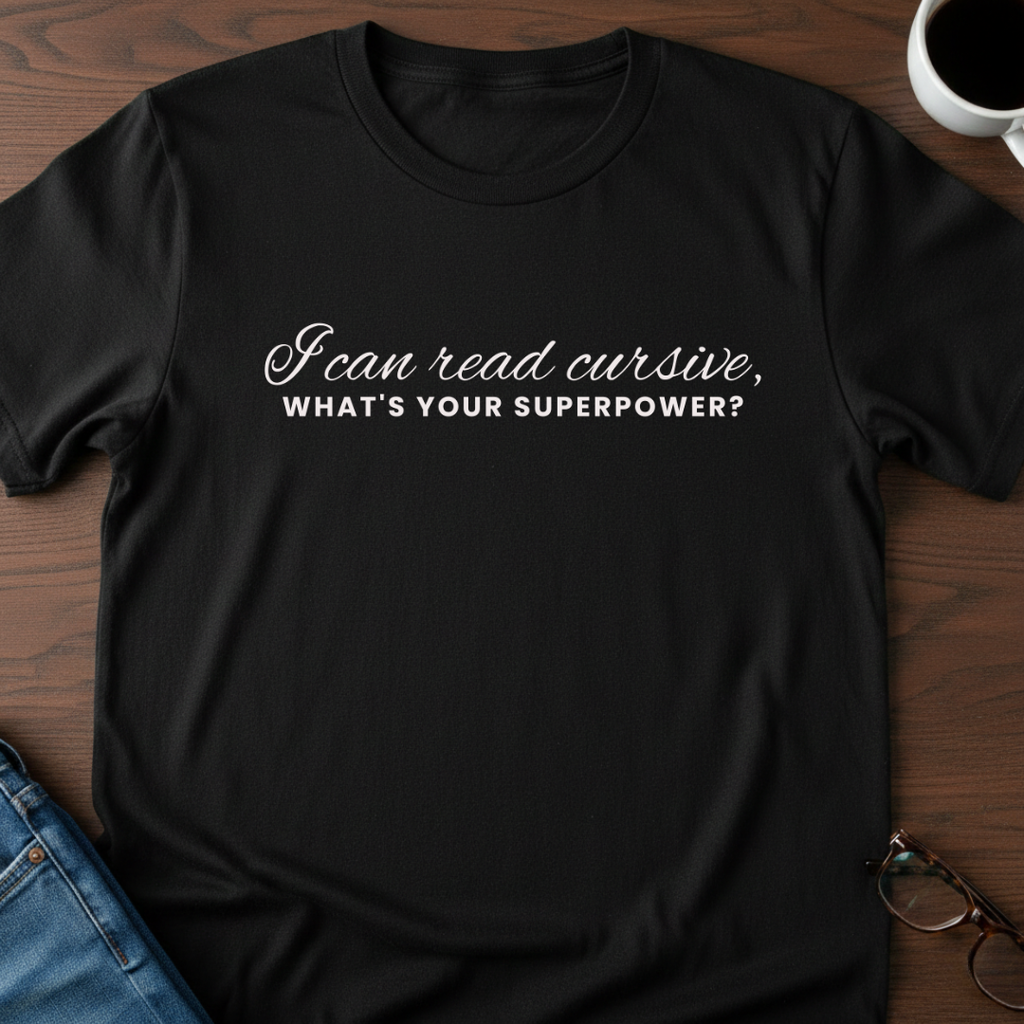 I Can Read Cursive, What's Your Superpower? T-Shirt