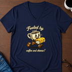 Fueled By Coffee & Cheese V-Neck Tee
