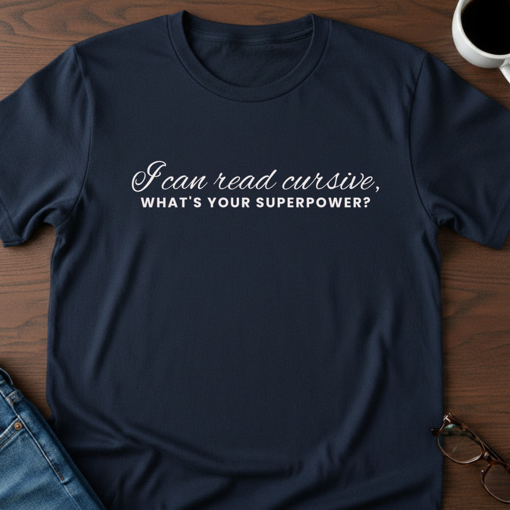I Can Read Cursive, What's Your Superpower? T-Shirt