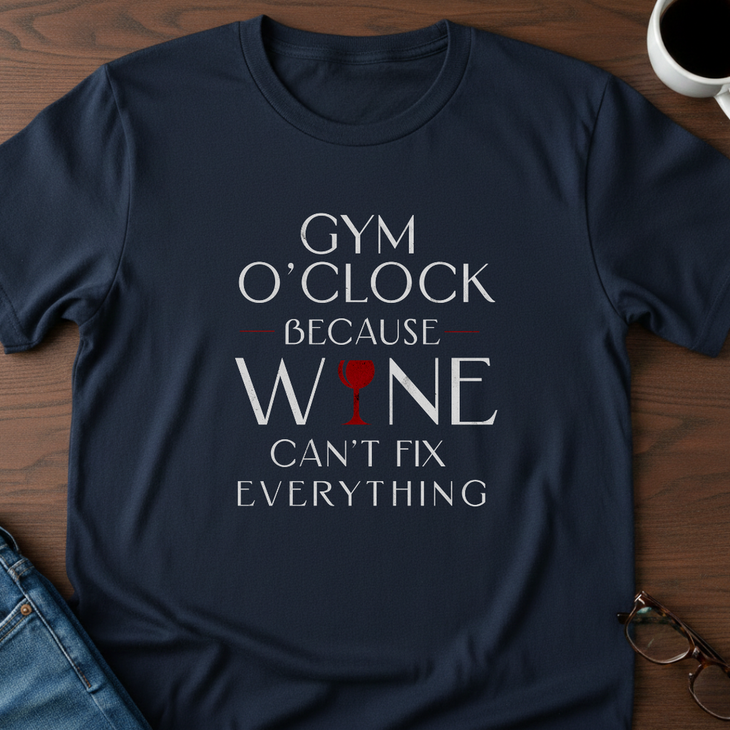 Gym O'Clock Because Wine Can't Fix Everything T-Shirt