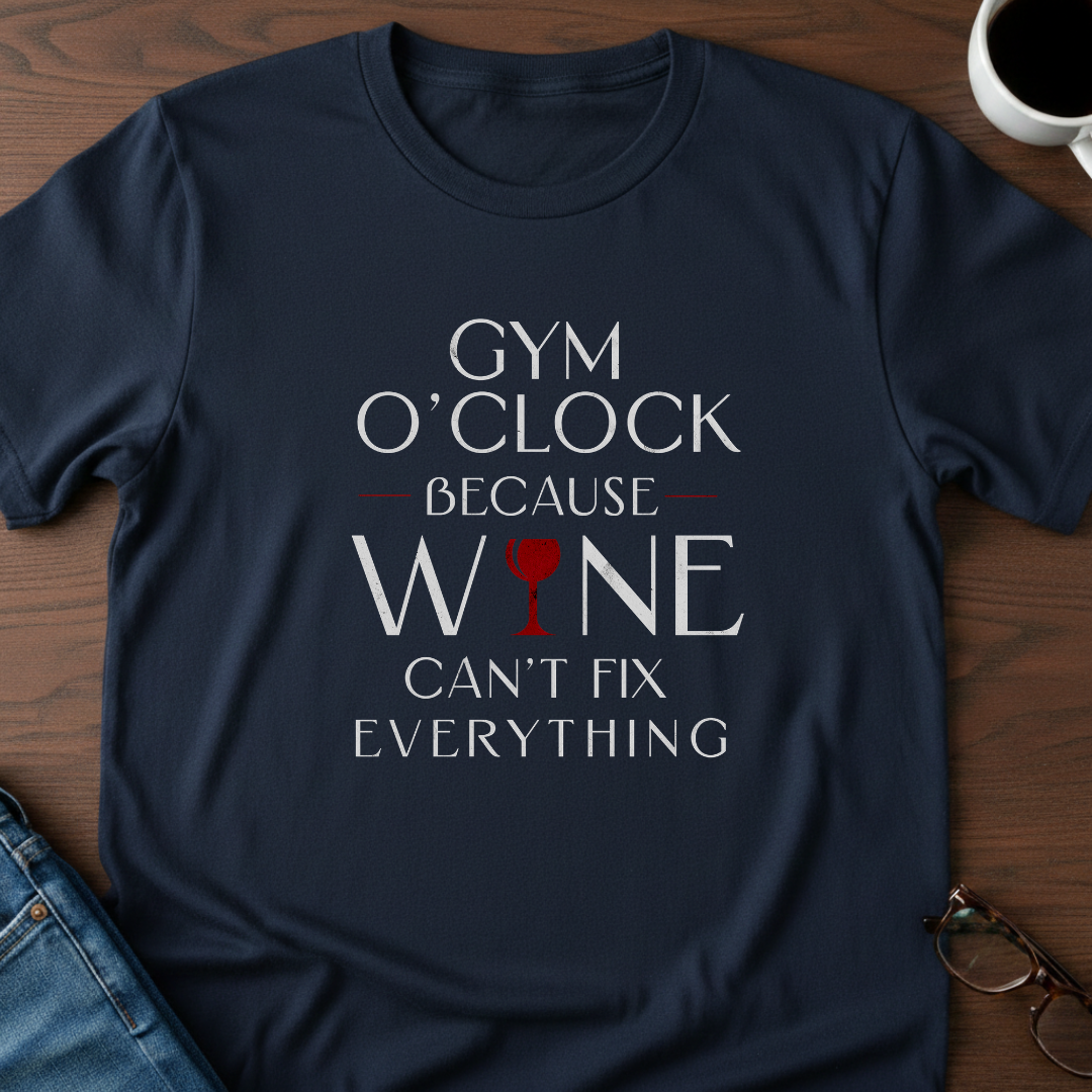 Gym O'Clock Because Wine Can't Fix Everything T-Shirt