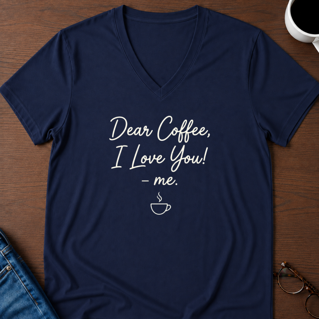 Dear Coffee, I Love You,-Me V-Neck Tee