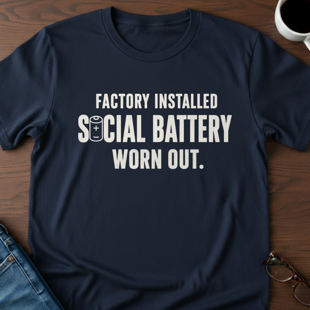 Factory Installed Social Battery Worn Out T-Shirt