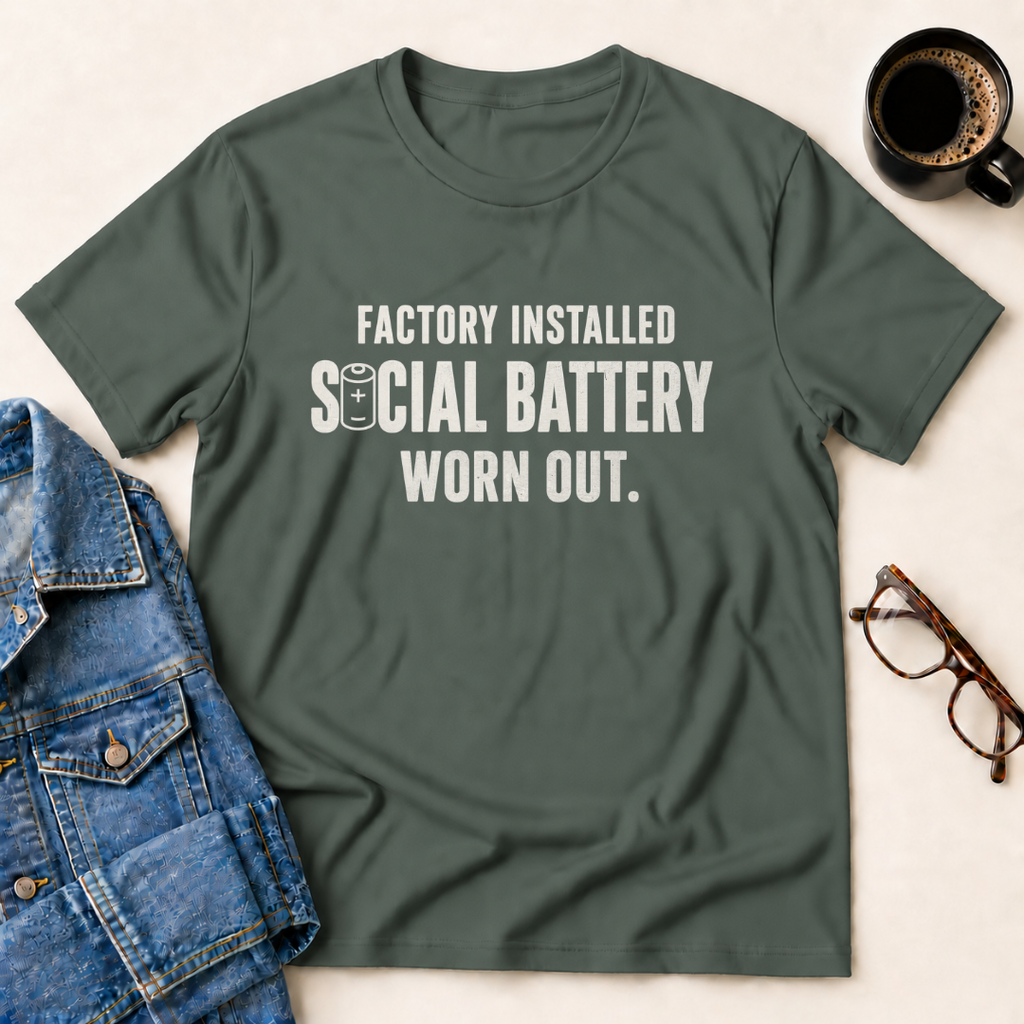 Factory Installed Social Battery Worn Out T-Shirt