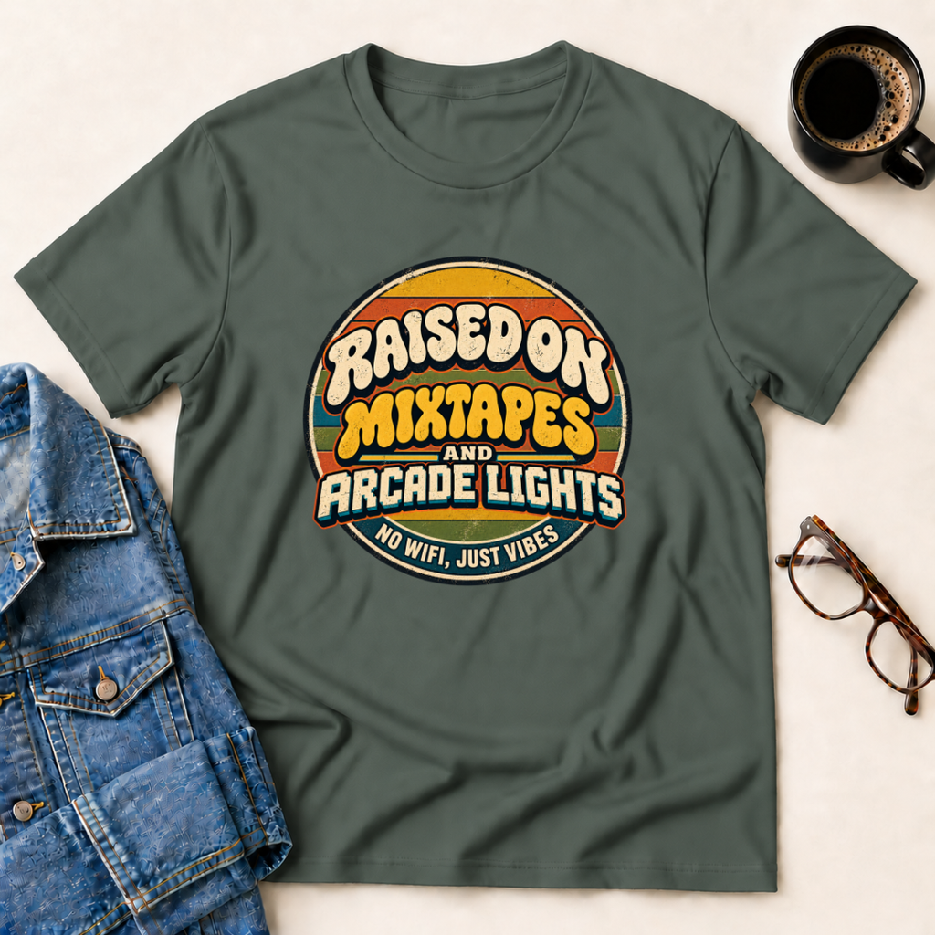 Raised On Mixed Tapes & Arcade Lights T-Shirt