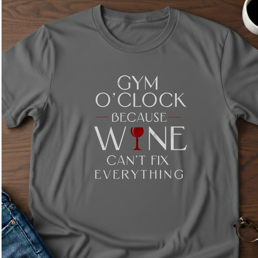 Gym O'Clock Because Wine Can't Fix Everything T-Shirt