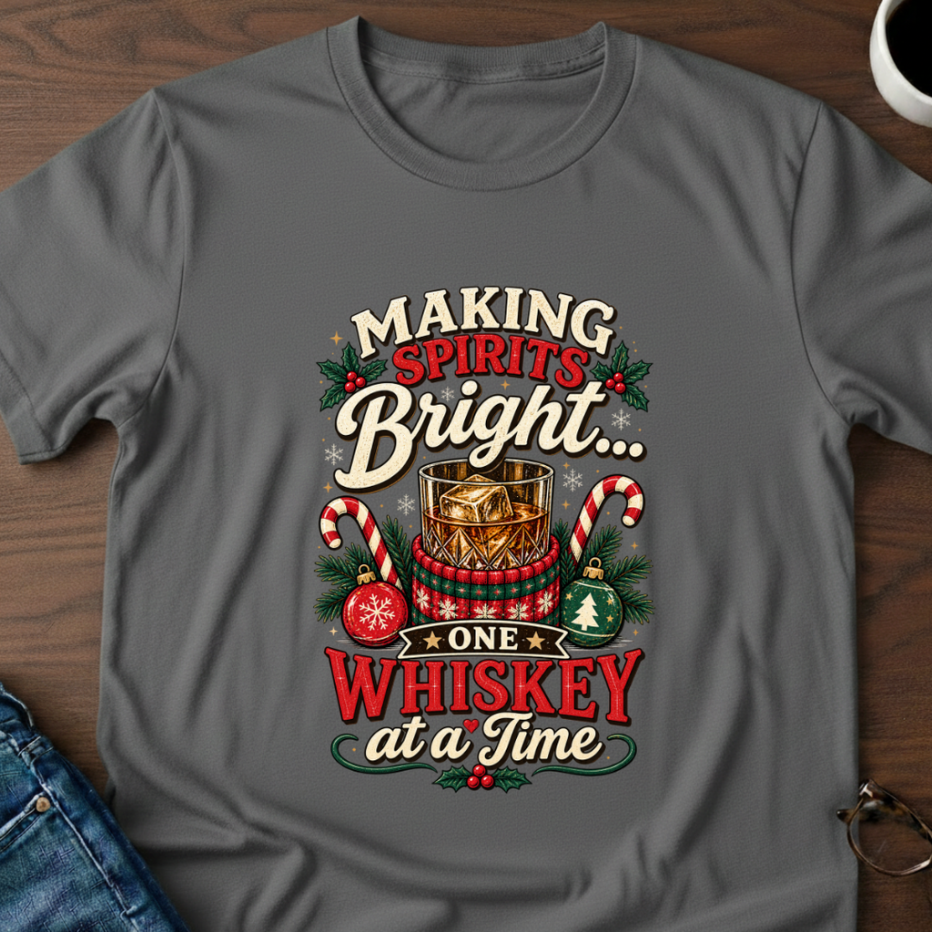 Making Spirits Bright One Whiskey At A Time T-Shirt