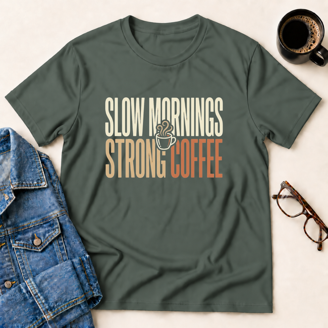 Slow Mornings - Strong Coffee T-Shirt
