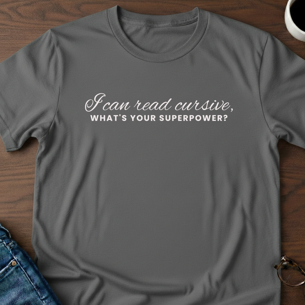 I Can Read Cursive, What's Your Superpower? T-Shirt