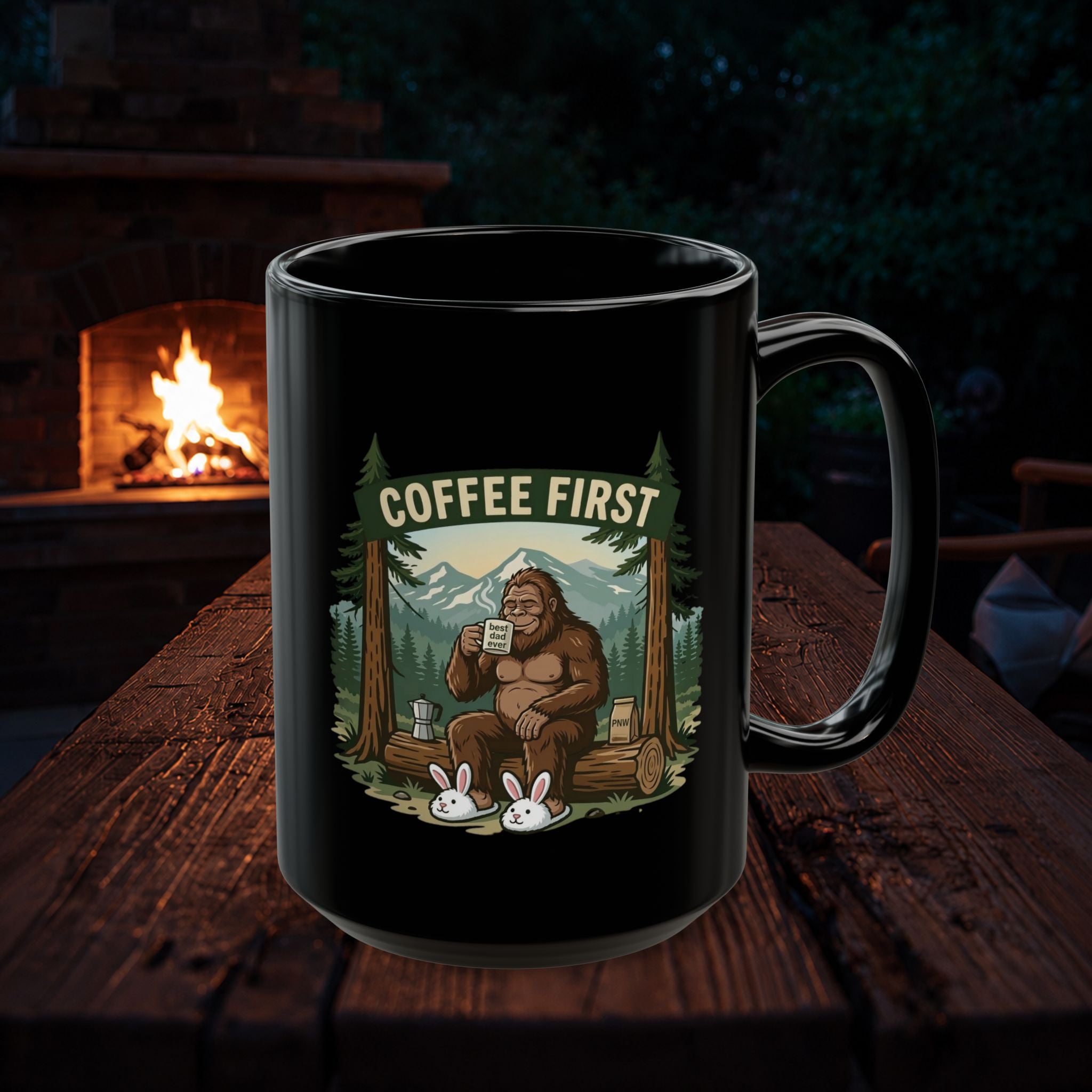 Coffee Mug — "Bigfoot - Coffee First" Ceramic Mug