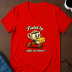 Fueled By Coffee & Cheese V-Neck Tee
