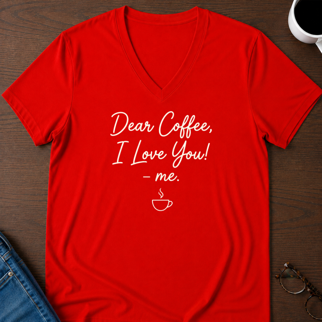 Dear Coffee, I Love You,-Me V-Neck Tee