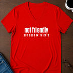 Not Friendly, But Good With Cats V-Neck Tee