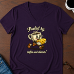 Fueled By Coffee & Cheese V-Neck Tee