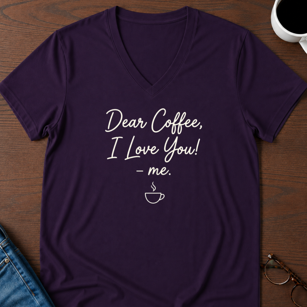 Dear Coffee, I Love You,-Me V-Neck Tee