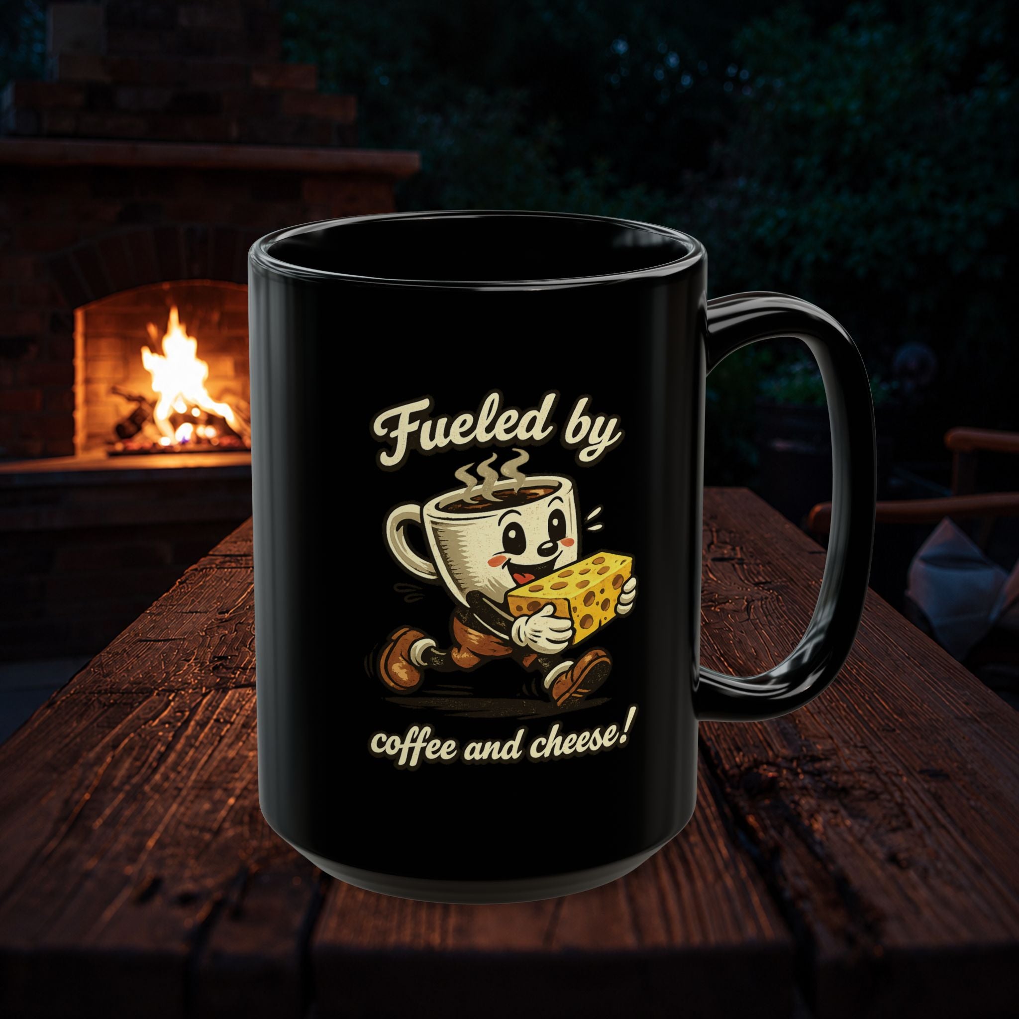 Coffee Mug — "Fueled By Coffee & Cheese" Ceramic Mug
