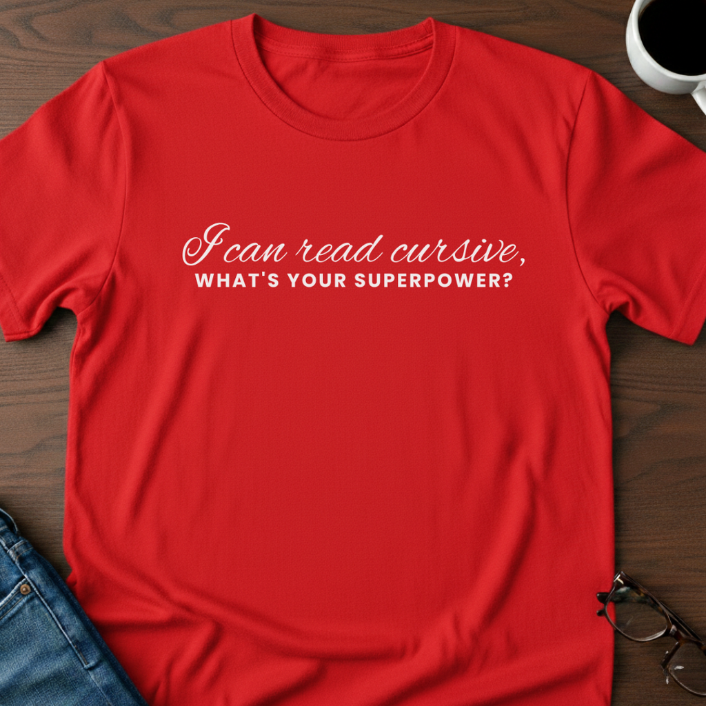 I Can Read Cursive, What's Your Superpower? T-Shirt