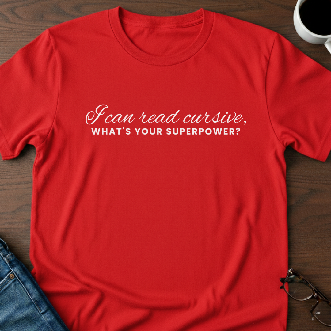 I Can Read Cursive, What's Your Superpower? T-Shirt