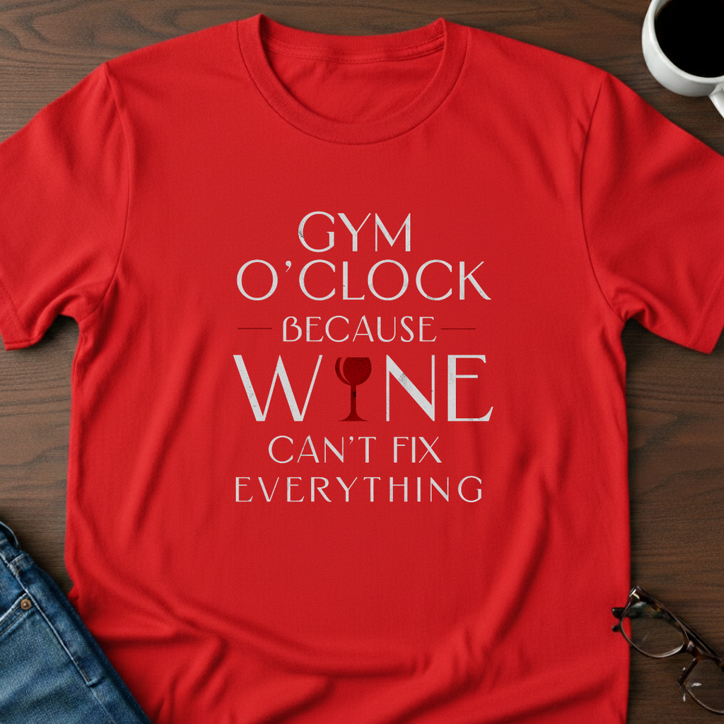 Gym O'Clock Because Wine Can't Fix Everything T-Shirt