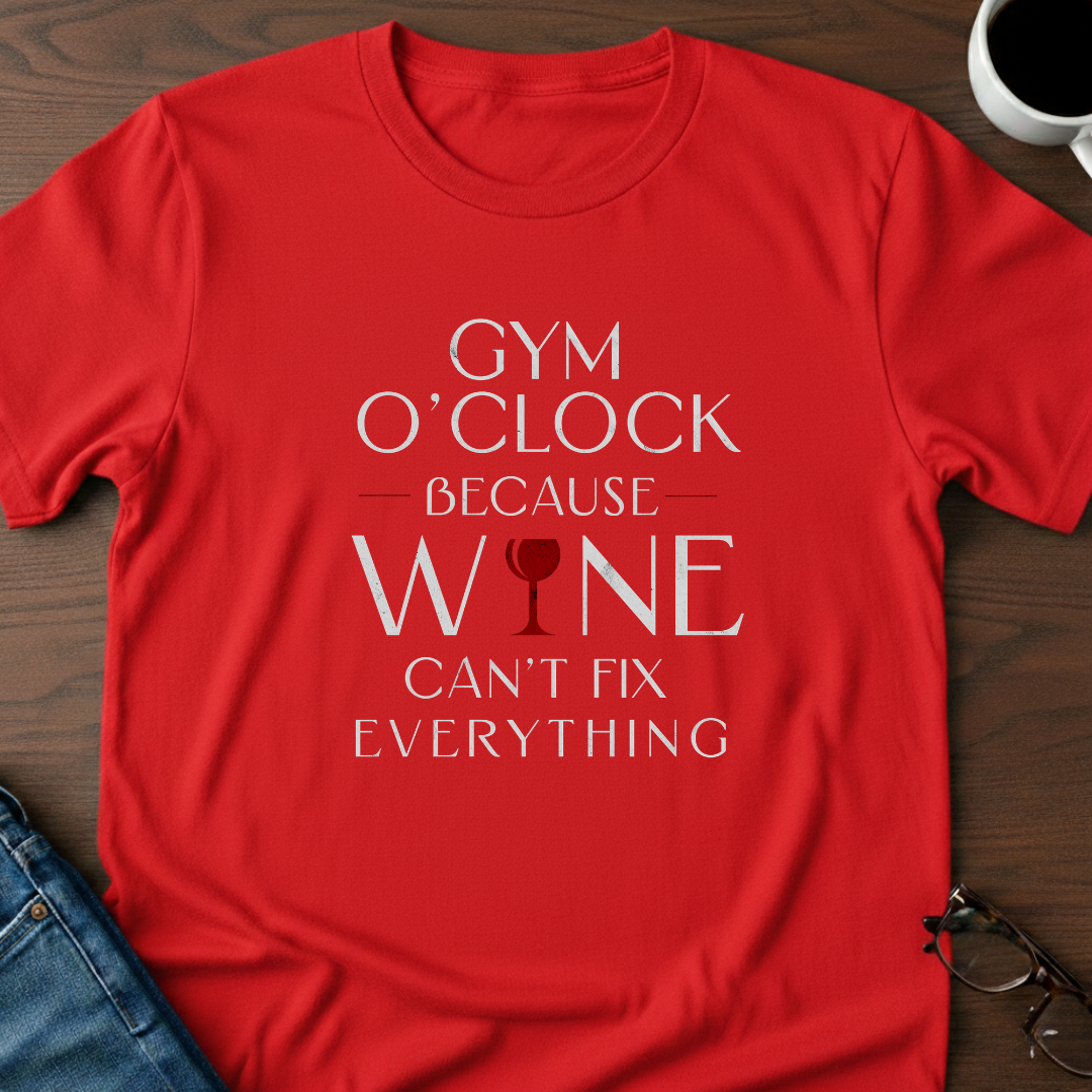 Gym O'Clock Because Wine Can't Fix Everything T-Shirt