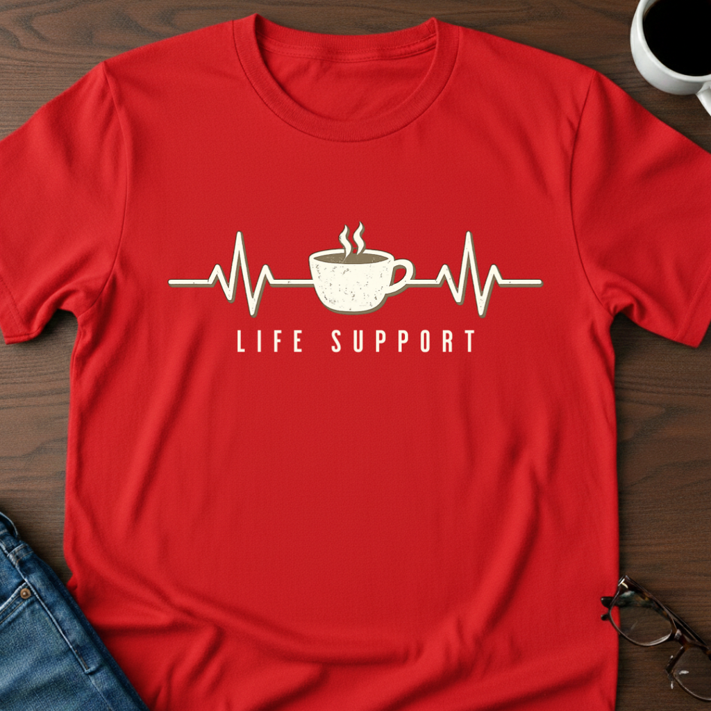 Coffee Heartbeat - Life Support T-Shirt