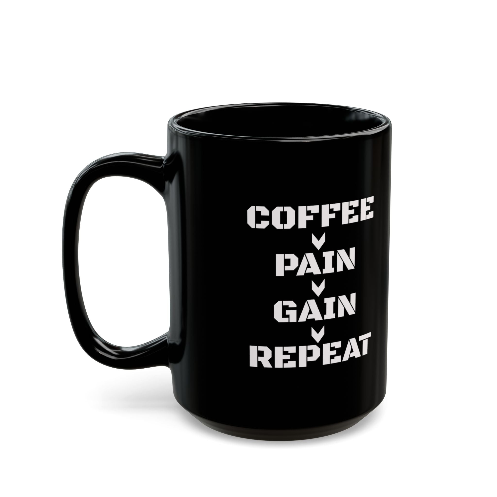 Coffee Mug — "Coffee - Pain - Gain - Repeat" Ceramic Mug