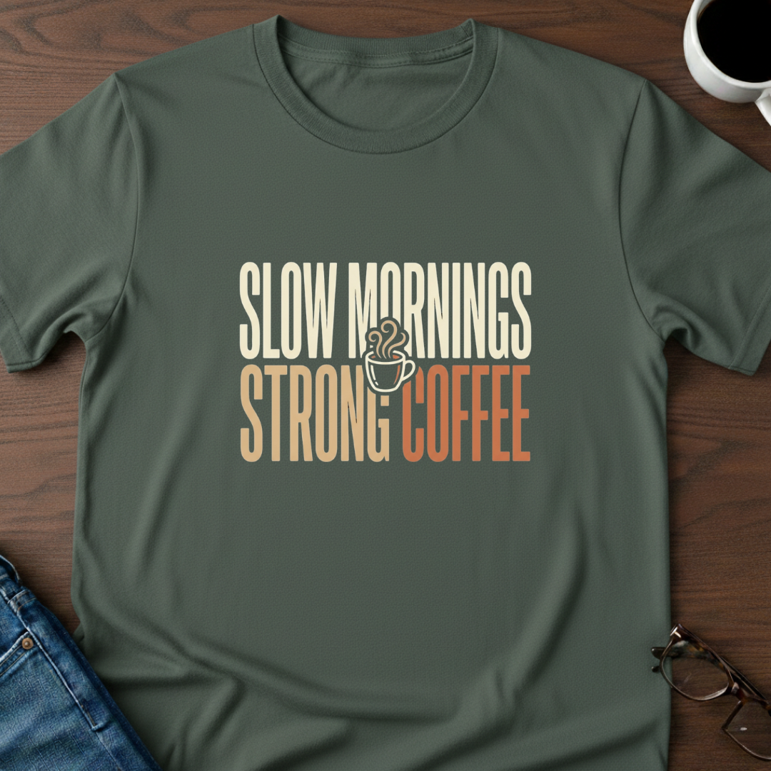Slow Mornings - Strong Coffee T-Shirt