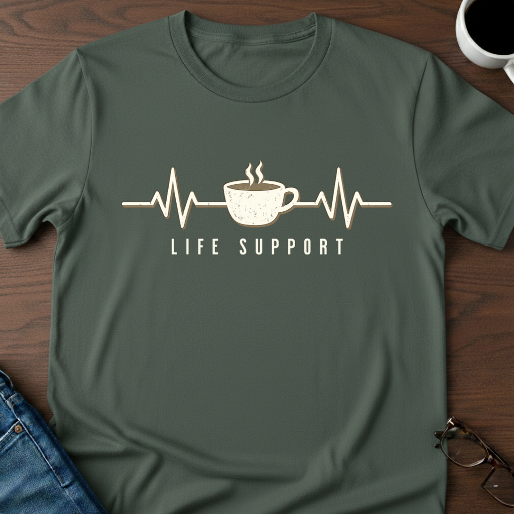 Coffee Heartbeat - Life Support T-Shirt