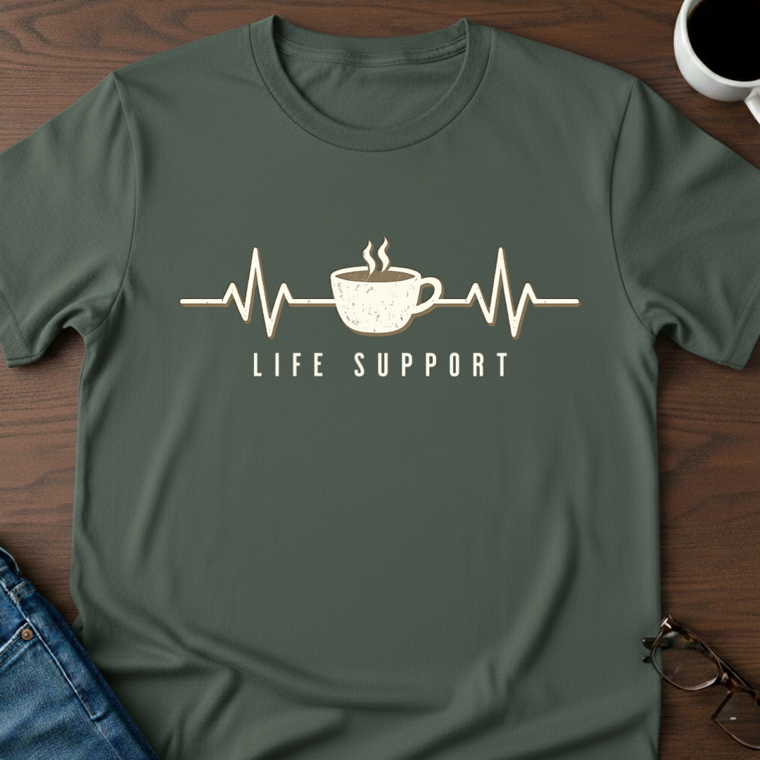 Coffee Heartbeat - Life Support T-Shirt