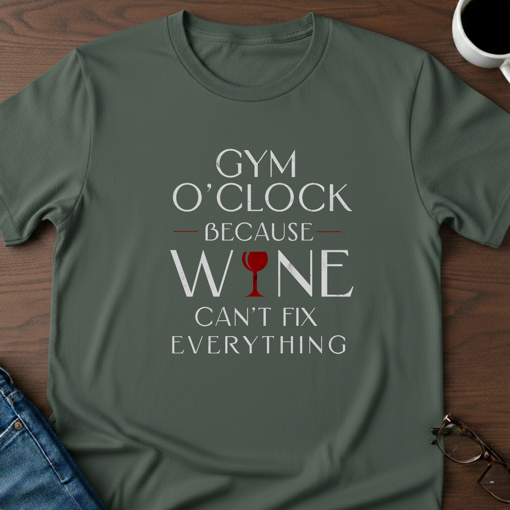 Gym O'Clock Because Wine Can't Fix Everything T-Shirt