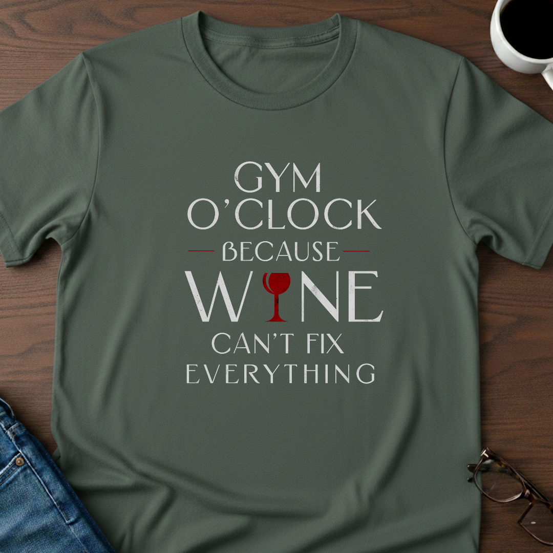 Gym O'Clock Because Wine Can't Fix Everything T-Shirt