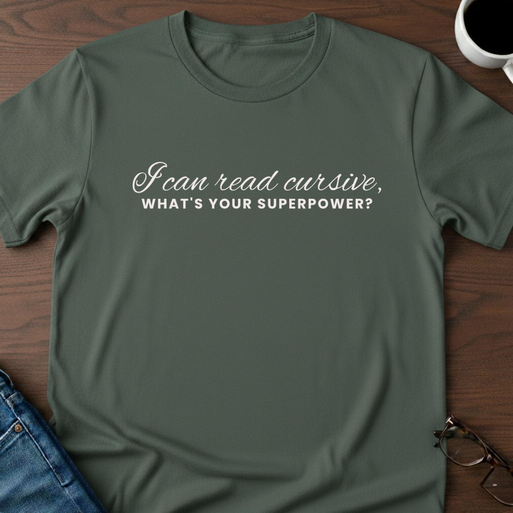 I Can Read Cursive, What's Your Superpower? T-Shirt
